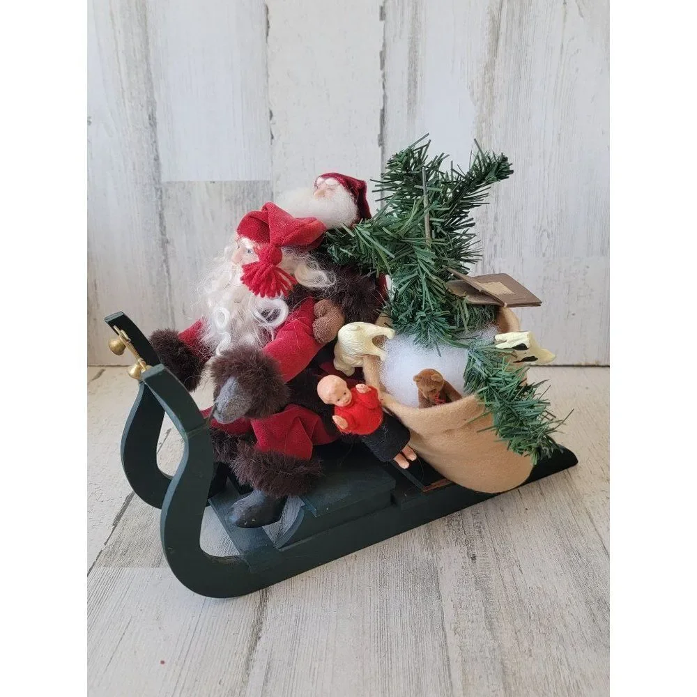 Santa‎ Claus joyride sled bell gift AS IS figured decor home sledding